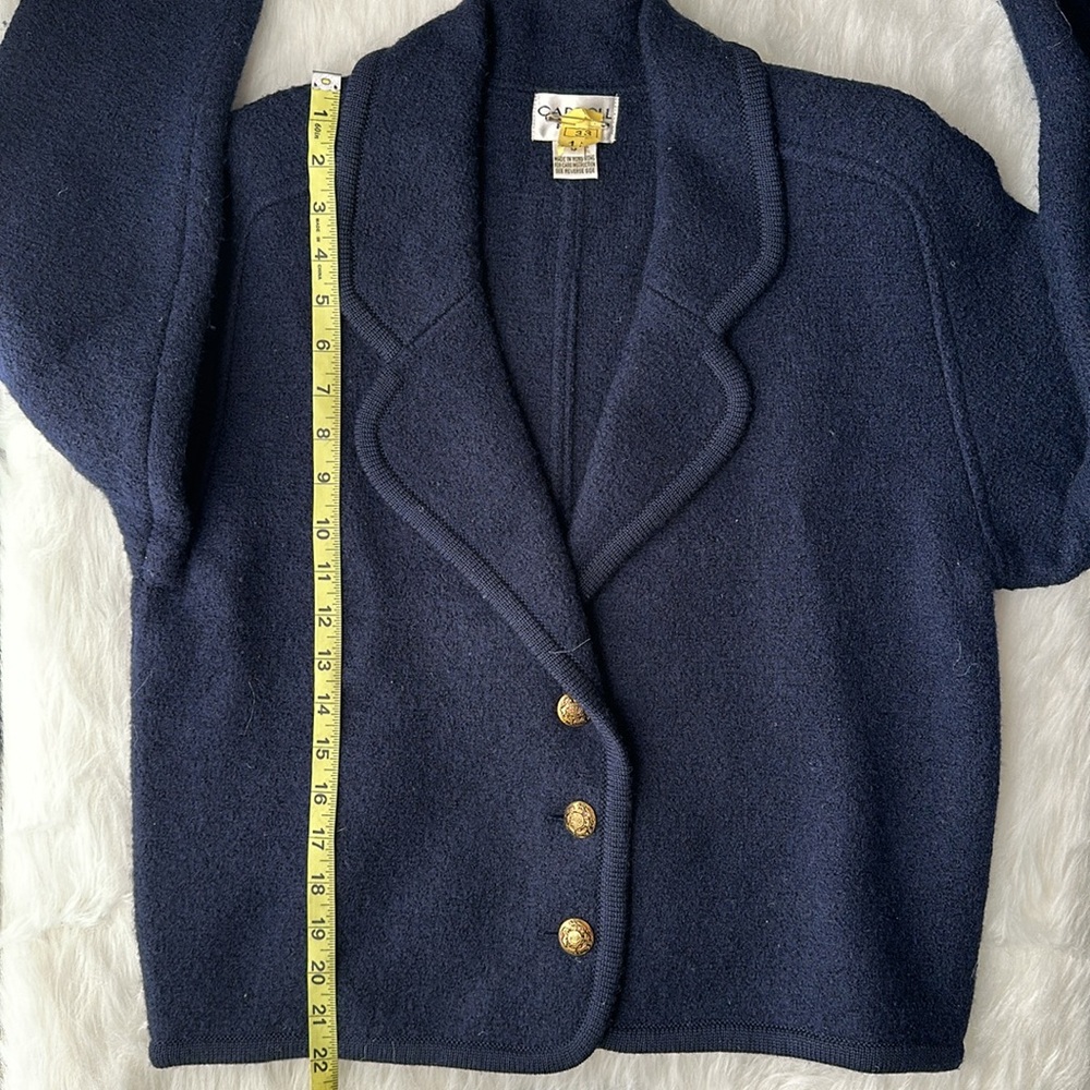 Carroll Reed 100% Wool Blue button down Long sleeve sweater jacket size 8 - Picture 10 of 16